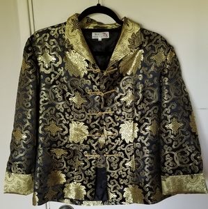 Striking Black & Gold Asian Silk Jacket